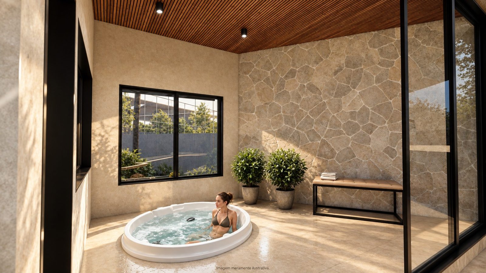 Hidromassagem relaxante integrada ao spa