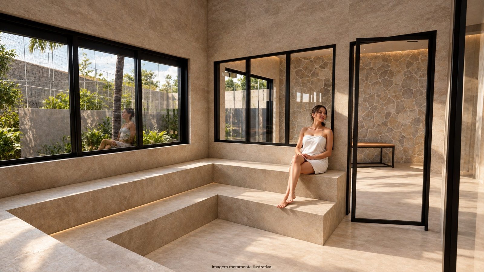 Sauna moderna para descanso e bem-estar